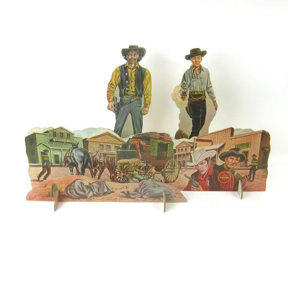 Vintage 1958 Gunsmoke Dart Gun Target Game Pieces A-G Matt Dillon Parks Plastic